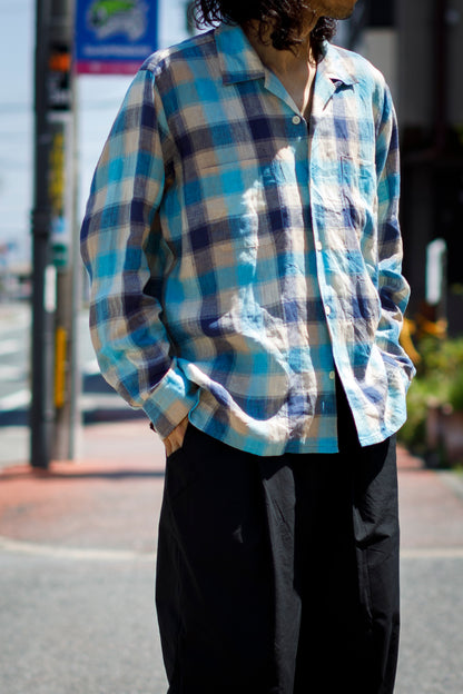 MOJITO / ABSHINTH SHIRT_linen plaid - Blue