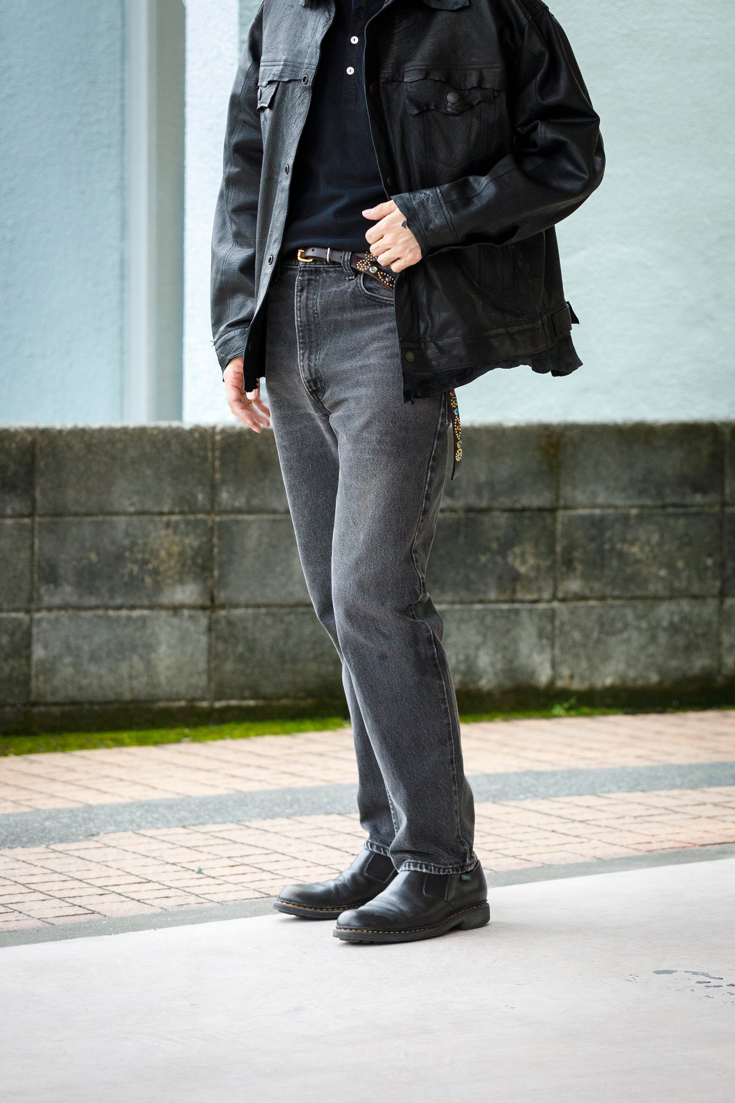 GOODKARMA DEVELOPMENT Narrow Studs Belt "ASHBURY"  ブラウン サイズ4(36インチ)