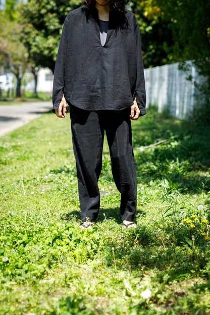 SARTO / 261-2001 STAND COLLAR SKIPPER SHIRT - BLACK