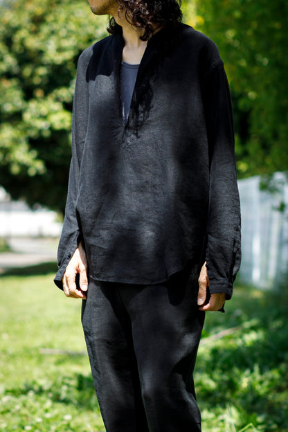 SARTO / 261-2001 STAND COLLAR SKIPPER SHIRT - BLACK