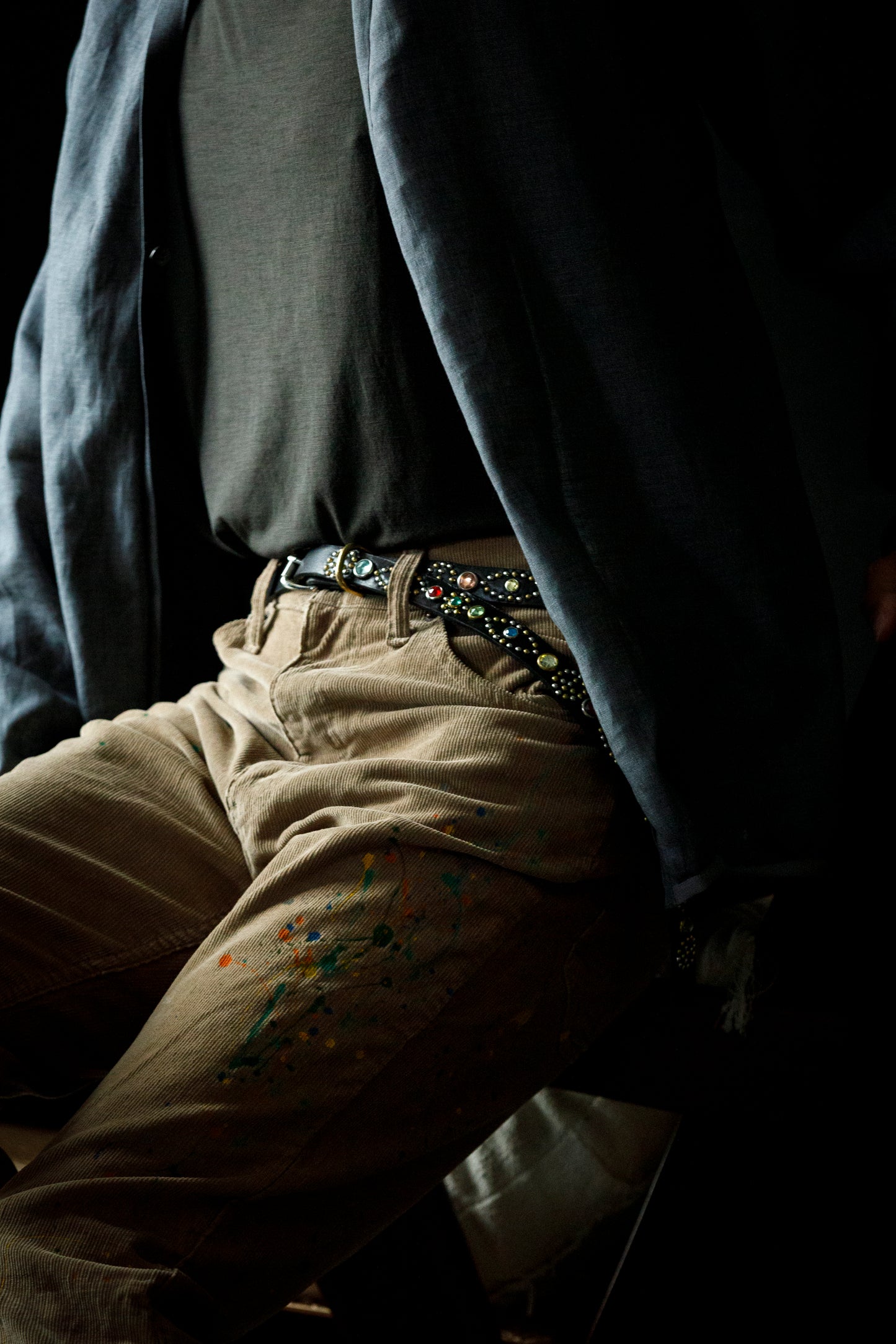 GOODKARMA DEVELOPMENT Narrow Studs Belt "ASHBURY"  ブラック サイズ2(32インチ)