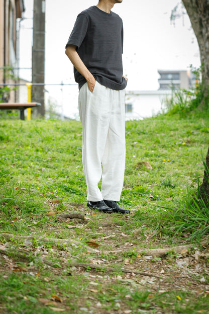 山内 / yc70-261-sili ビンテージシルクリネン・ワンカットイージーパンツ - off white