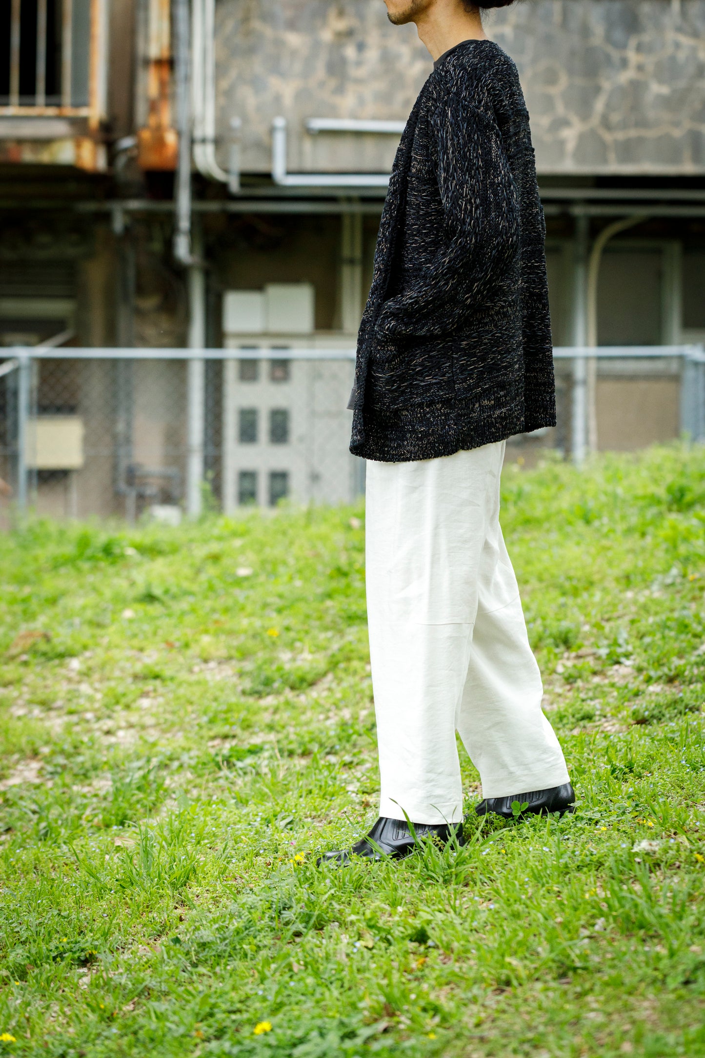 山内 / yc70-261-sili ビンテージシルクリネン・ワンカットイージーパンツ - off white