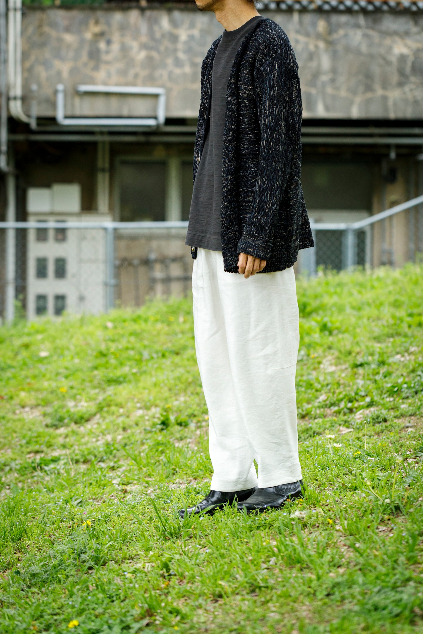 山内 / yc70-261-sili ビンテージシルクリネン・ワンカットイージーパンツ - off white
