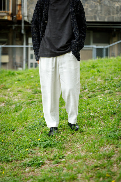 山内 / yc70-261-sili ビンテージシルクリネン・ワンカットイージーパンツ - off white