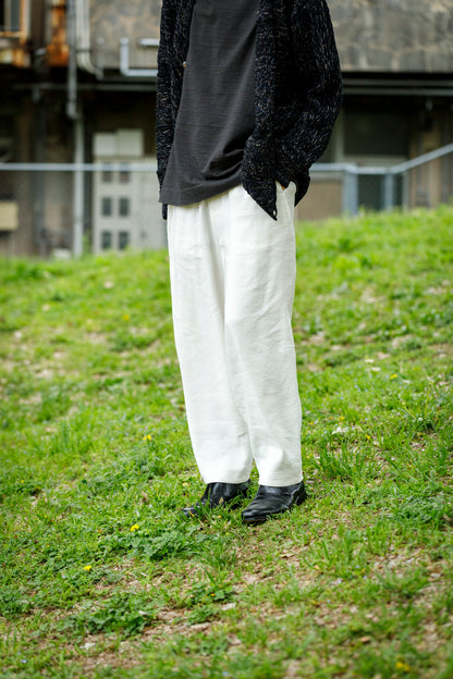 山内 / yc70-261-sili ビンテージシルクリネン・ワンカットイージーパンツ - off white