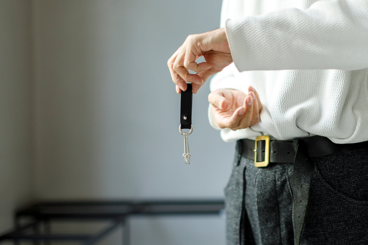 AMIACALVA / AK025 GUIDI&ROSELLINI 2RING KEY HOLDER - Black
