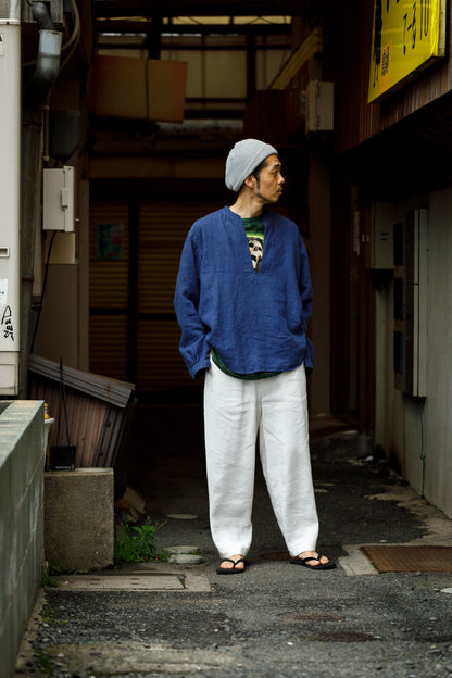 山内 / yc70-261-sili ビンテージシルクリネン・ワンカットイージーパンツ - off white
