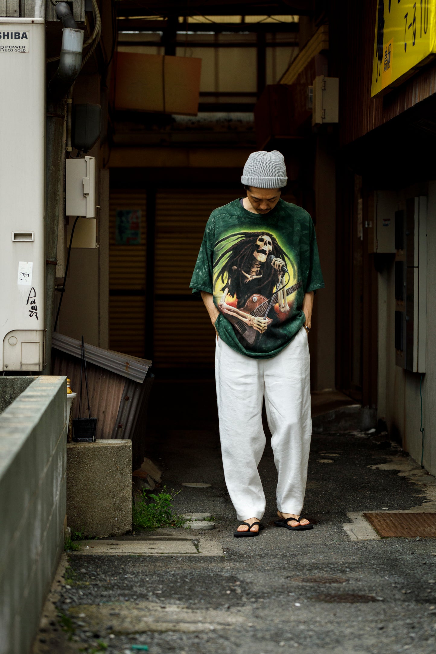 山内 / yc70-261-sili ビンテージシルクリネン・ワンカットイージーパンツ - off white