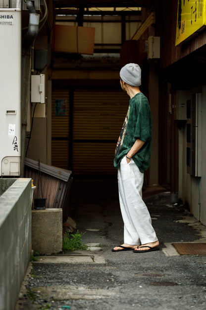 山内 / yc70-261-sili ビンテージシルクリネン・ワンカットイージーパンツ - off white