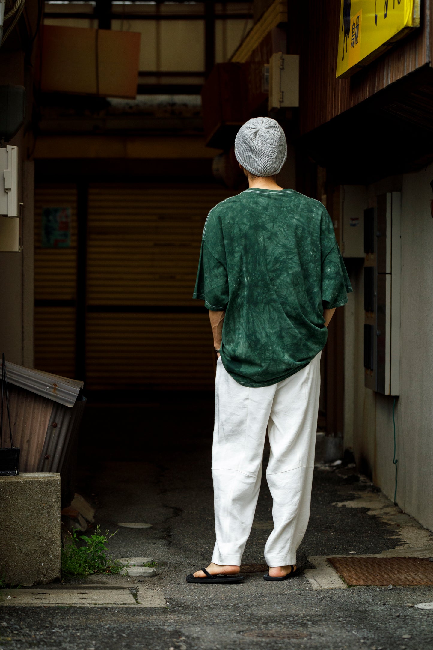 山内 / yc70-261-sili ビンテージシルクリネン・ワンカットイージーパンツ - off white