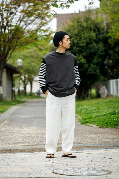 山内 / yc70-261-sili ビンテージシルクリネン・ワンカットイージーパンツ - off white