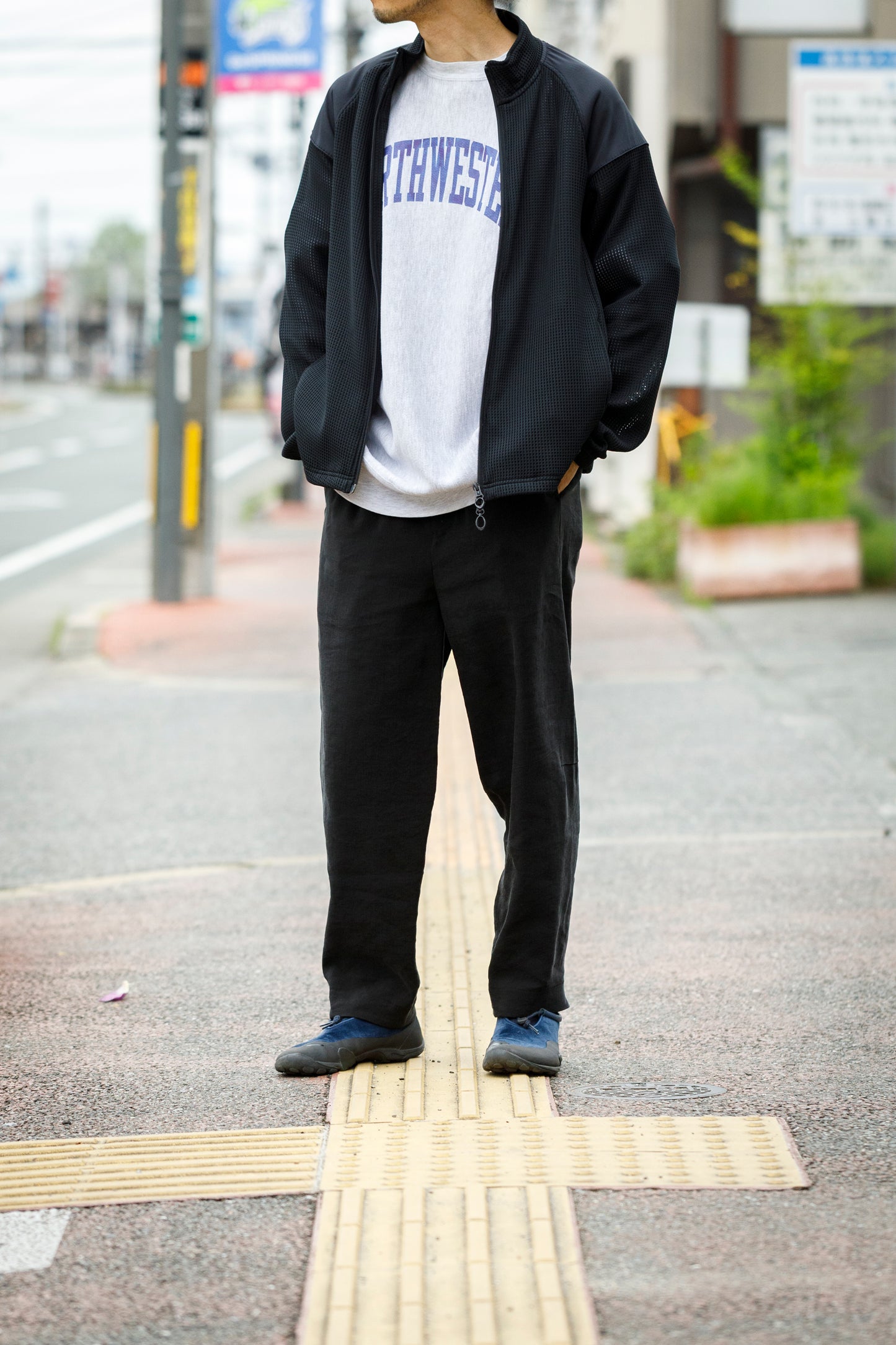 山内 / yc70-261-sili ビンテージシルクリネン・ワンカットイージーパンツ - sumi kuro