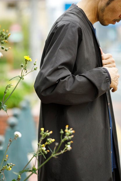 KIMURA narrowing / long cardigan_finx cotton - Dark Brown