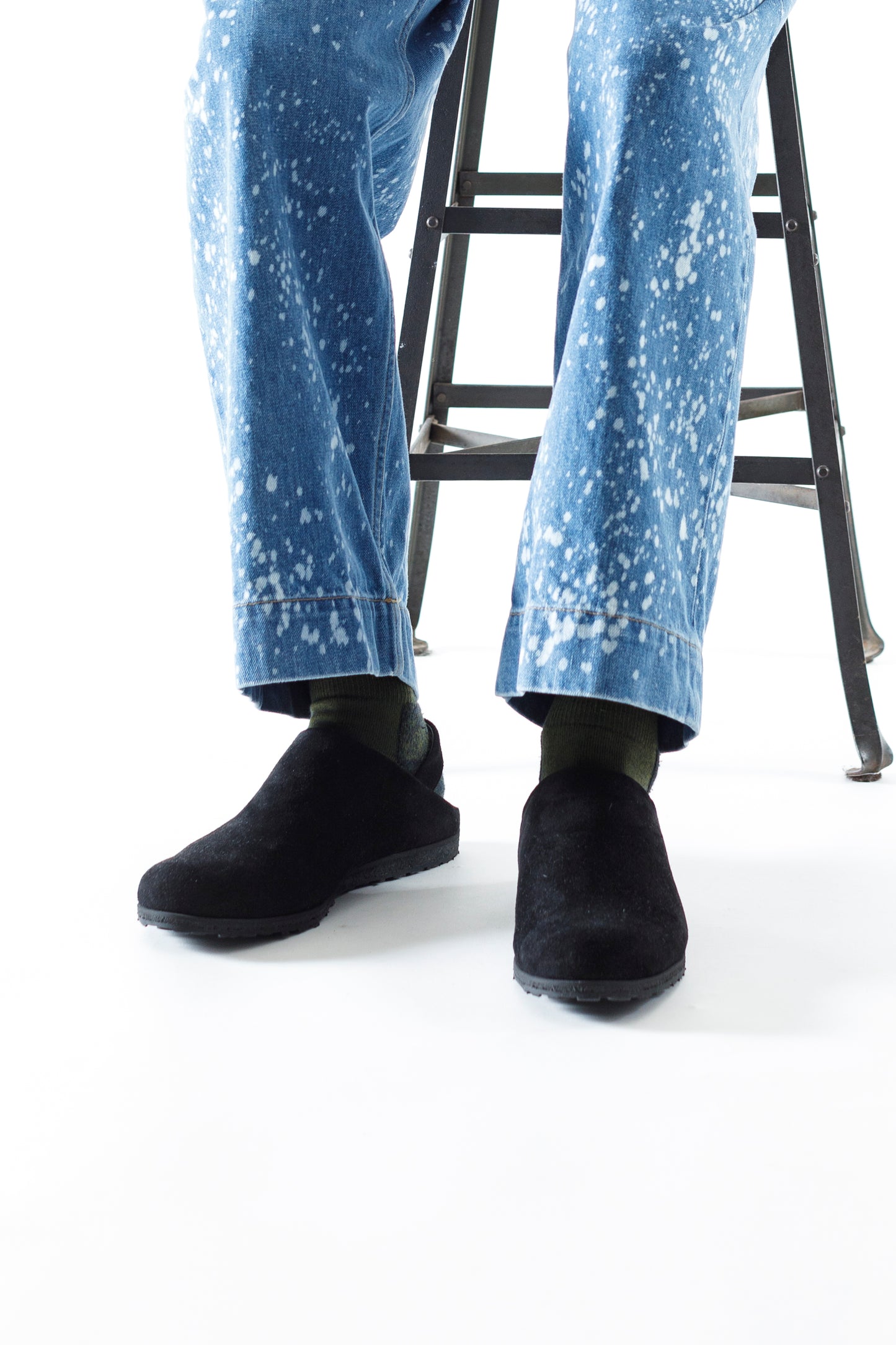 PETROSOLAUM × JAN-JAN VAN ESSCHE / SABOT / DEER SUEDE - Black