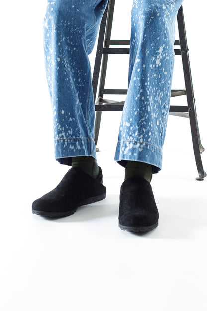 PETROSOLAUM × JAN-JAN VAN ESSCHE / SABOT / DEER SUEDE - Black