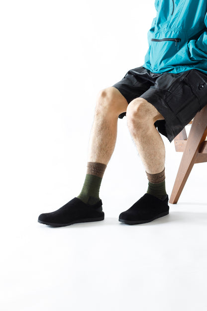 PETROSOLAUM × JAN-JAN VAN ESSCHE / SABOT / DEER SUEDE - Black