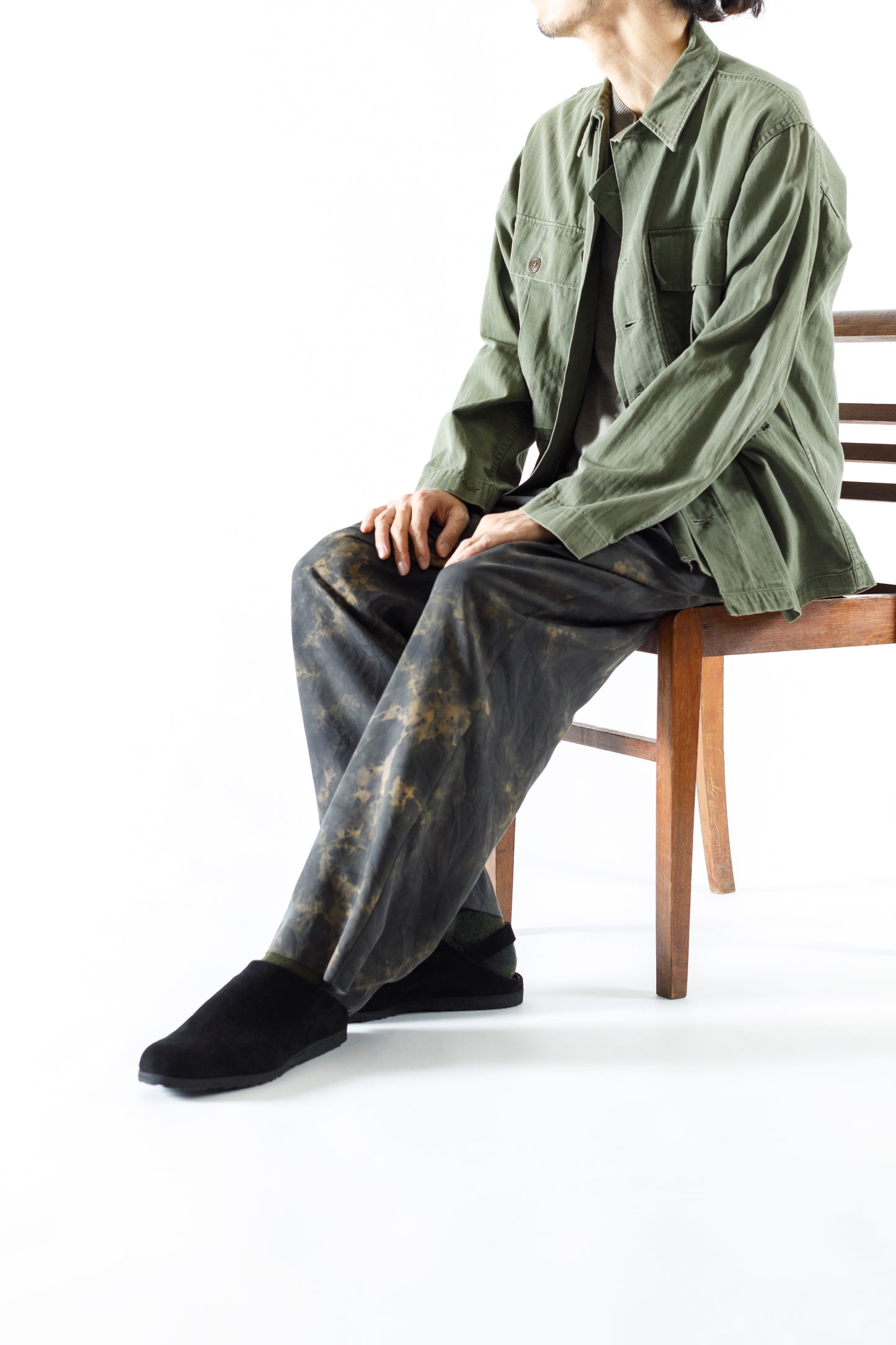 PETROSOLAUM × JAN-JAN VAN ESSCHE / SABOT / DEER SUEDE - Black