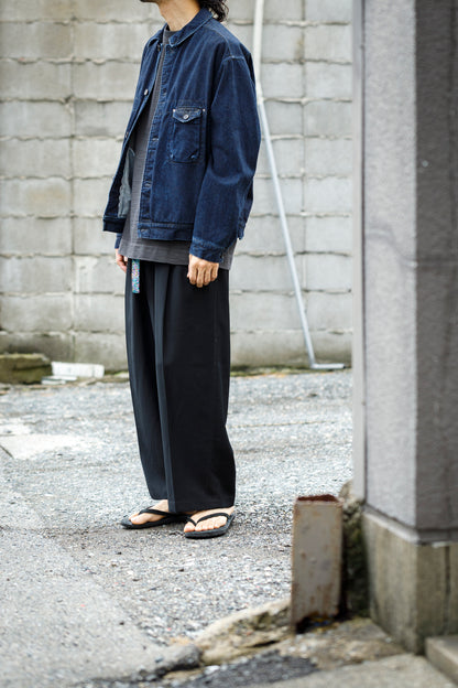 NULABEL / 522-204 URUSHI COATED DENIM TRUCKER JACKET - COAL BLACK