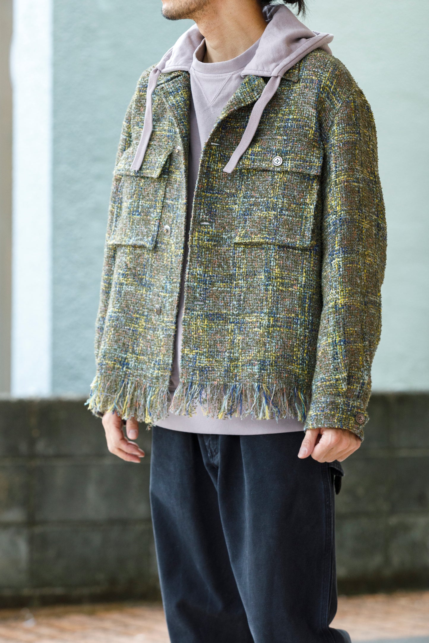 SARTO / 261-03002 MIX TWEED OVER SHIRT - ARMY(HOME SPUN)