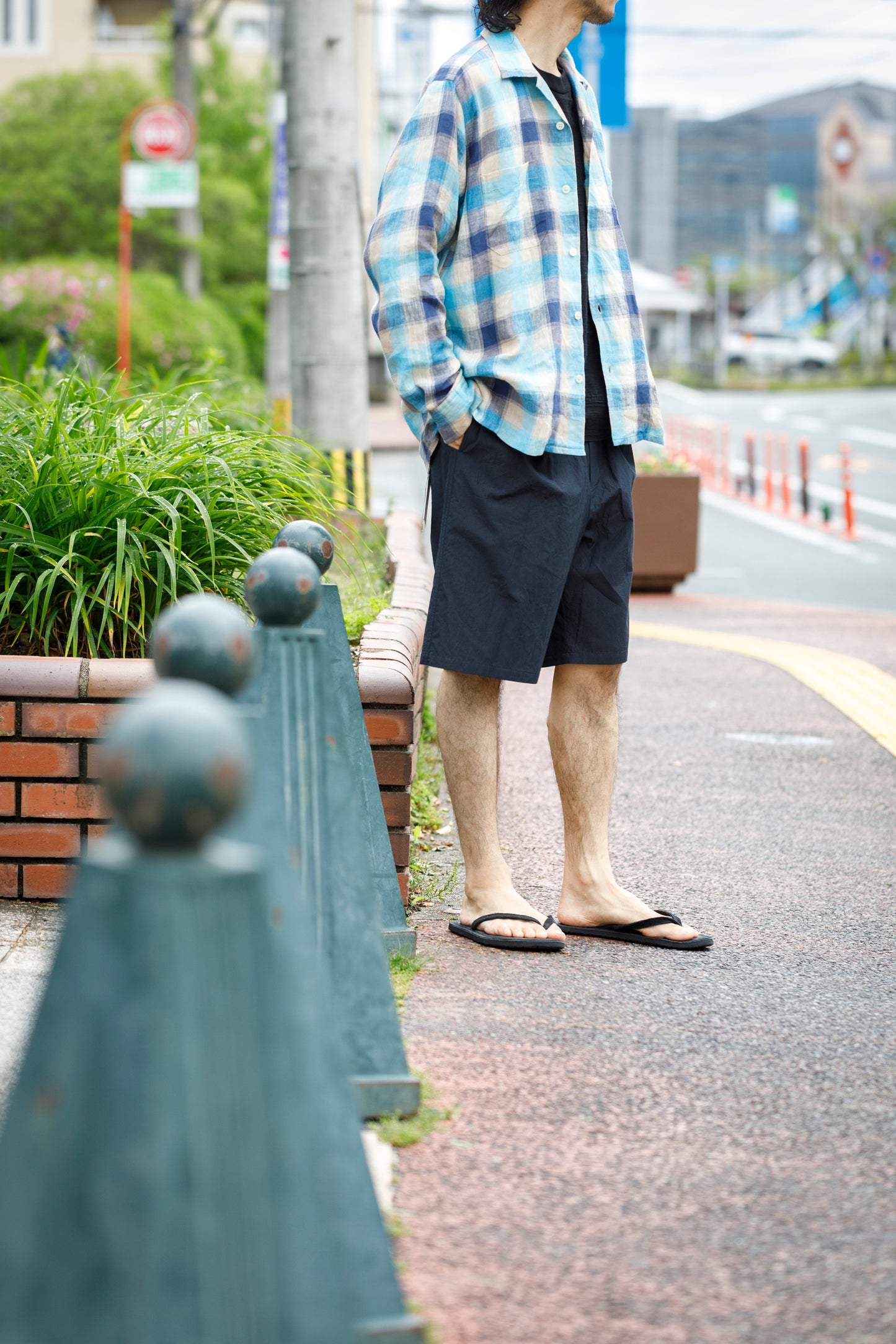 MOJITO / ABSHINTH SHIRT_linen plaid - Blue