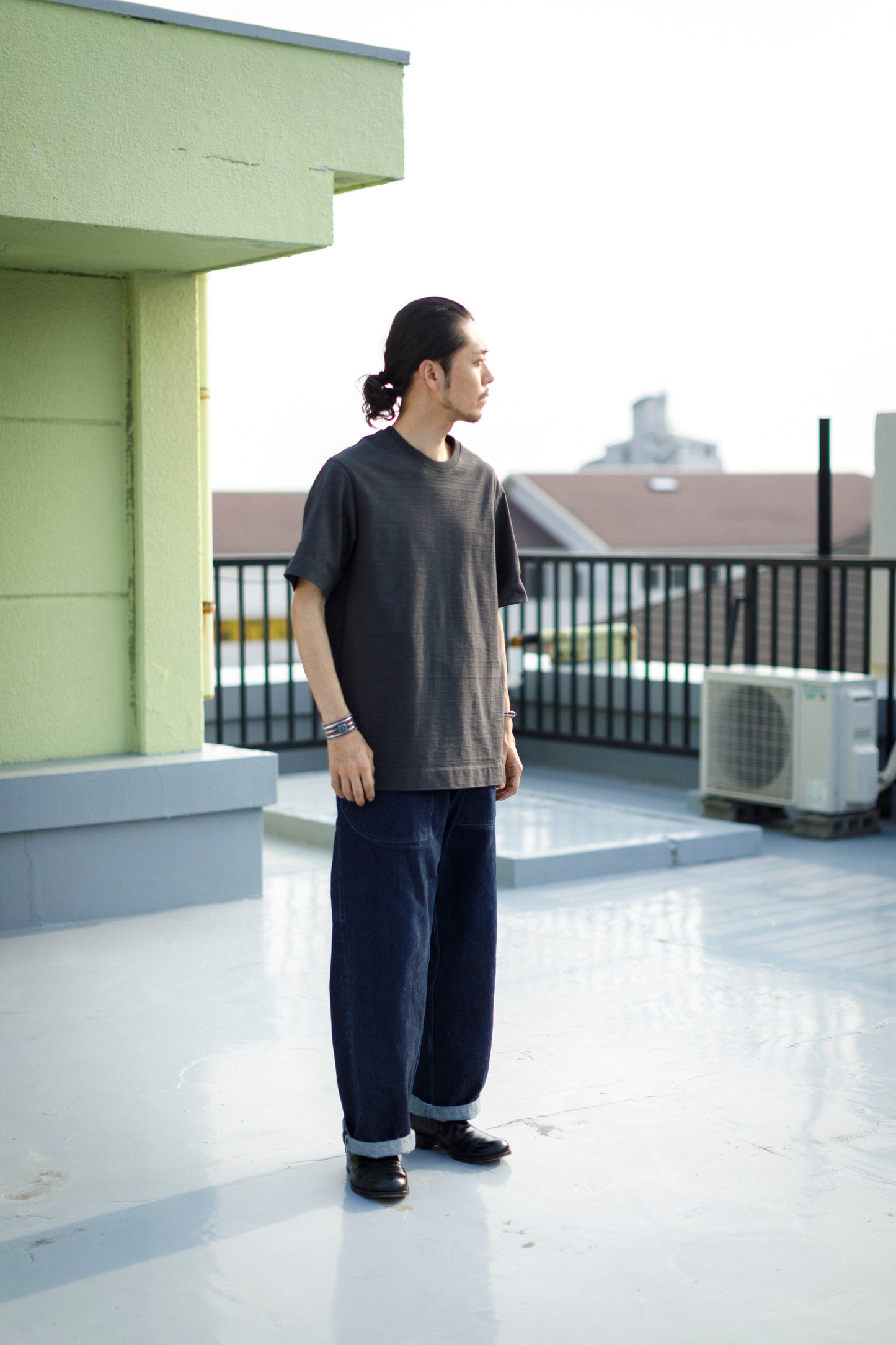 NULABEL /  522-701 URUSHI COATED DENIM TROUSERS - COAL BLACK