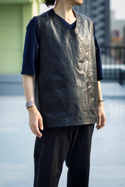NOMARKS / LEATHER VEST 01 - Black