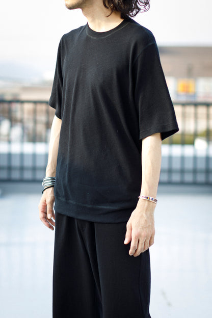 山内 / 26155/1/17強撚シルクヘビー天竺・ショートスリーブTシャツ - Black