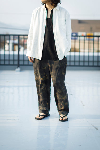 山内 / 26143-sili / ビンテージシルクリネン・ダブルステッチシャツ - off white