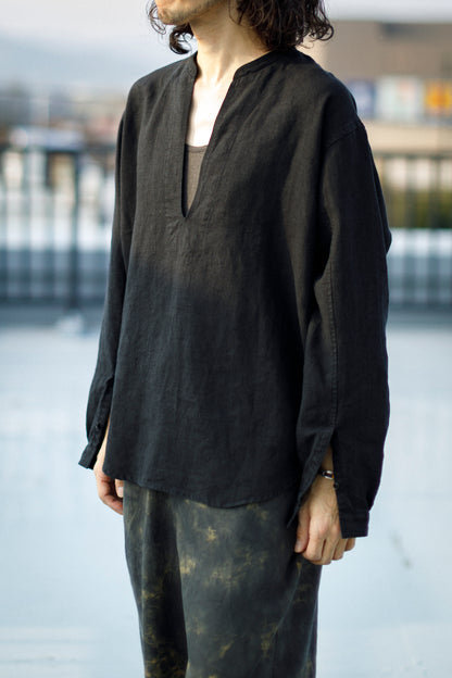 SARTO / 261-2001 STAND COLLAR SKIPPER SHIRT - BLACK