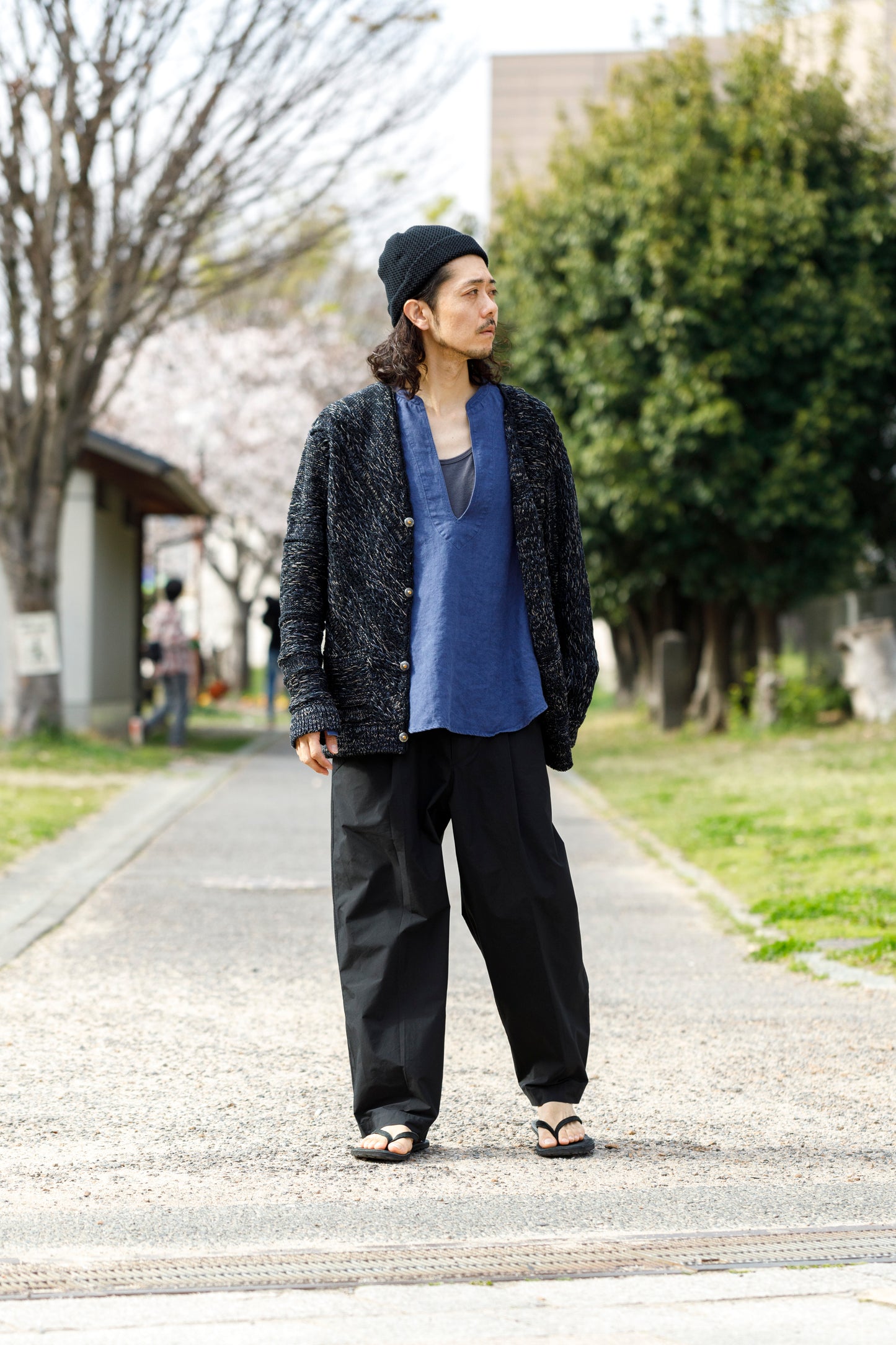 SARTO / 261-22003 MACHINE × HAND KNIT CARDIGAN - Black