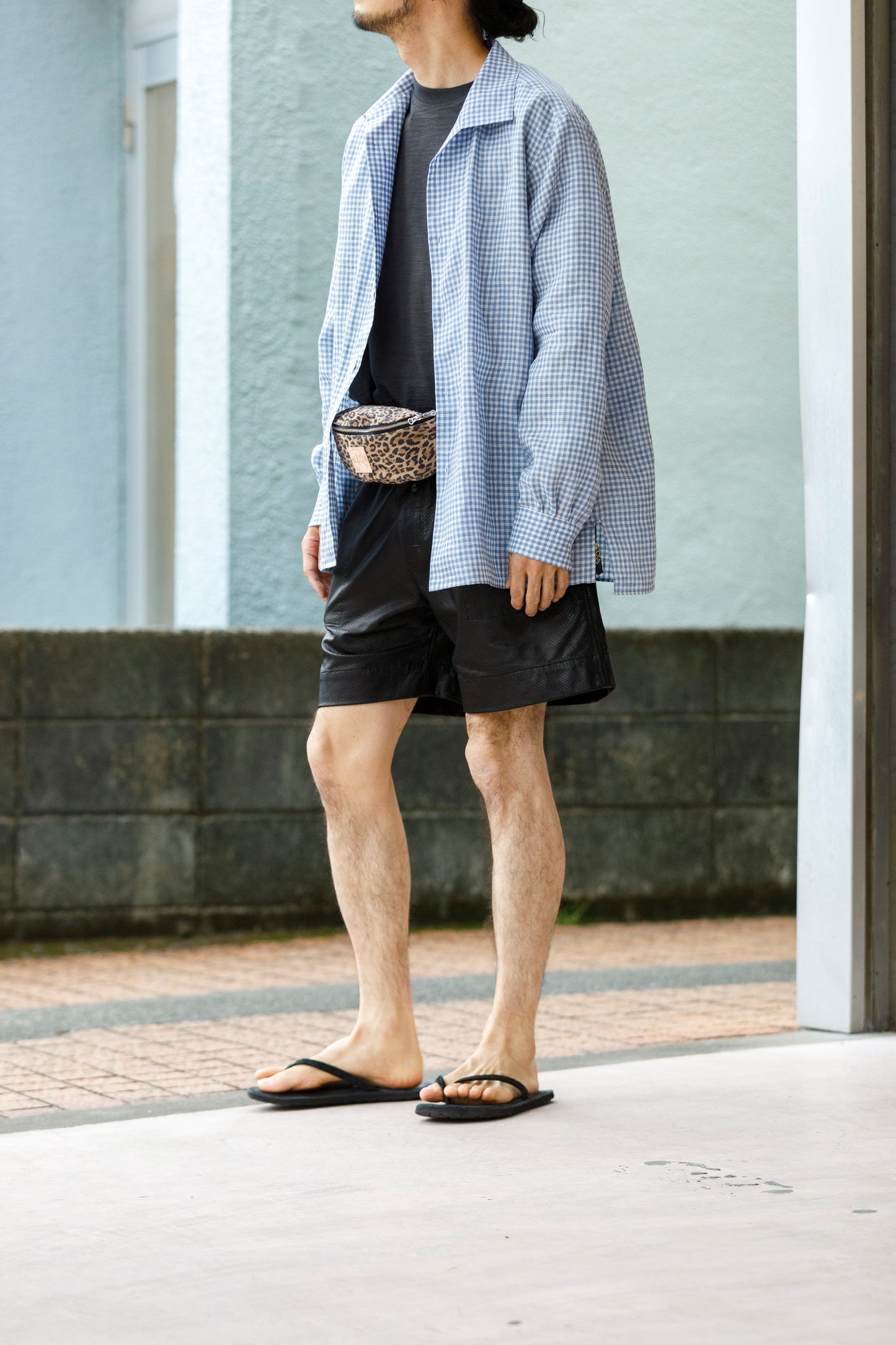 KIMURA / narrowing cardigan_Albini linen - GINGHAM