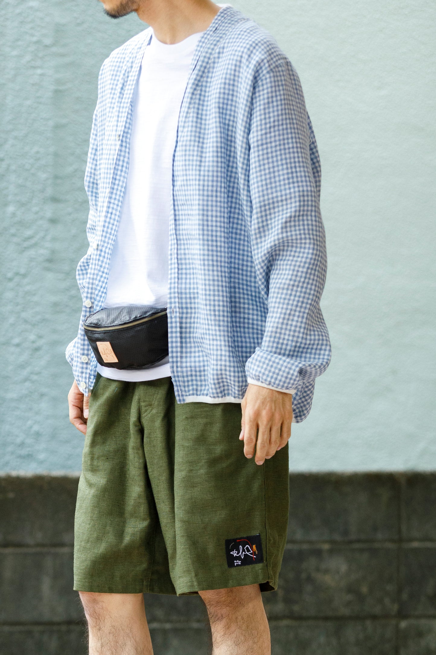 KIMURA / narrowing cardigan_Albini linen - GINGHAM