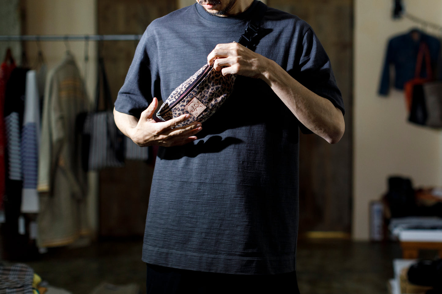 Willow Pants / P-015 Waist Pouch - Cowhide Suede(Leopard Print)