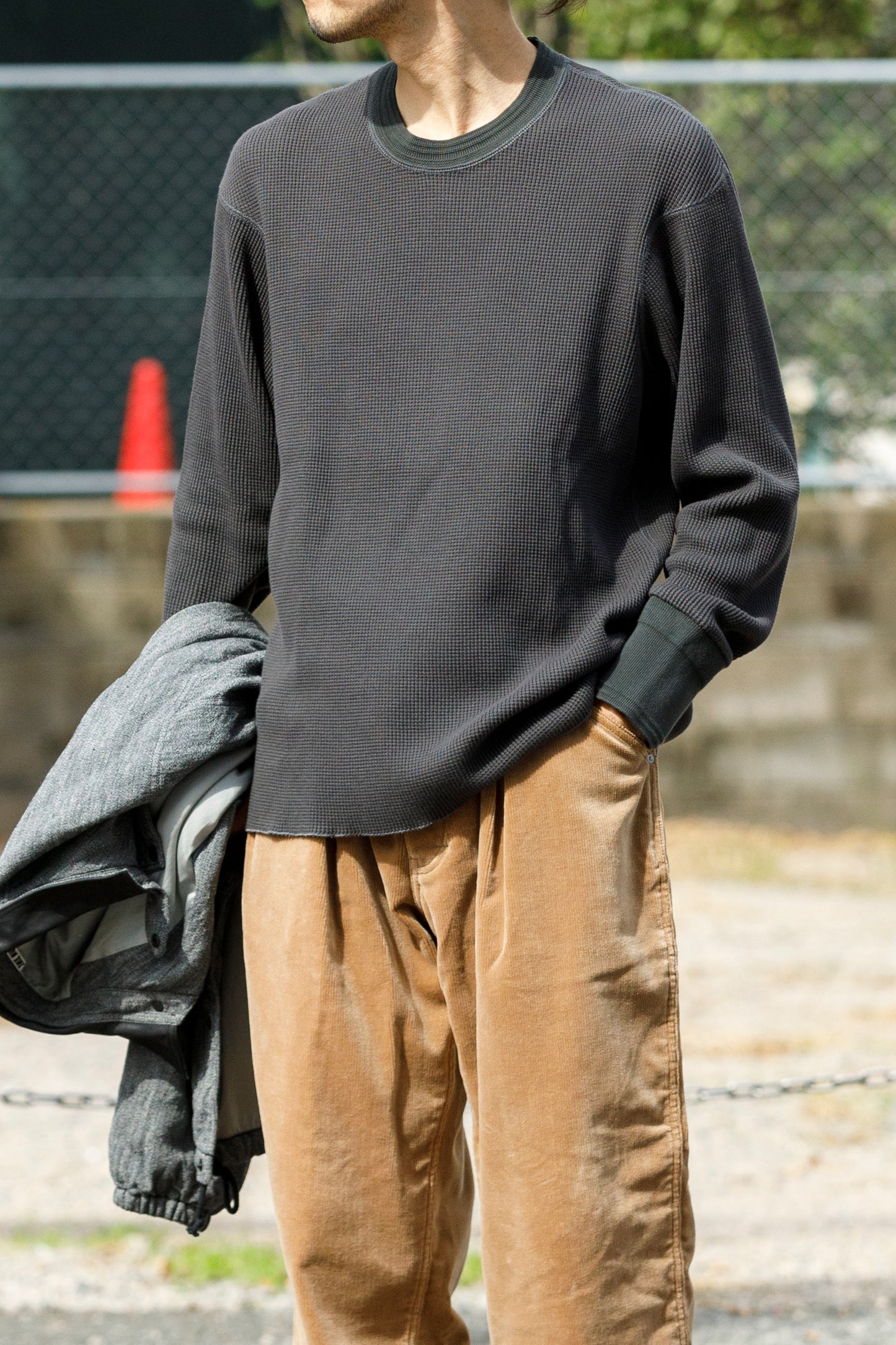 WONDER ROOM WWA-001 "WAFFLE" l/s waffle thermal tee - V gray