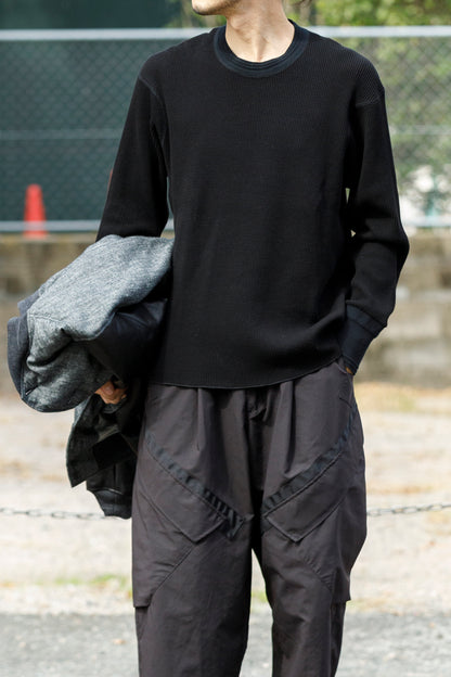 WONDER ROOM WWA-001 "WAFFLE" l/s waffle thermal tee - Black