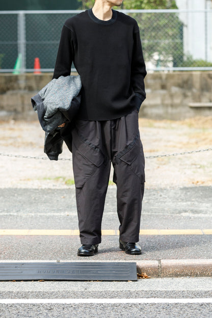 WONDER ROOM WWA-001 "WAFFLE" l/s waffle thermal tee - Black