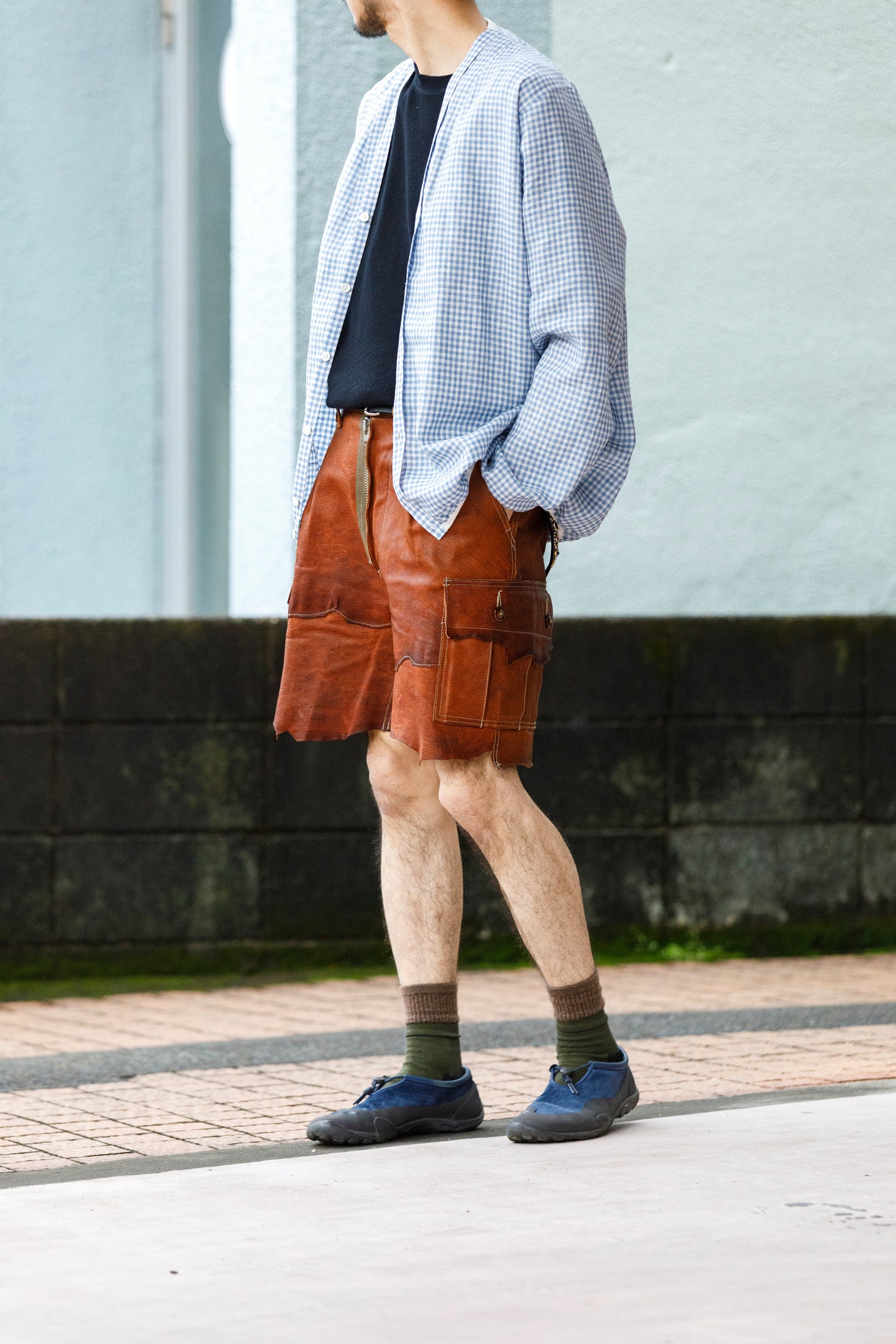 KIMURA / narrowing cardigan_Albini linen - GINGHAM