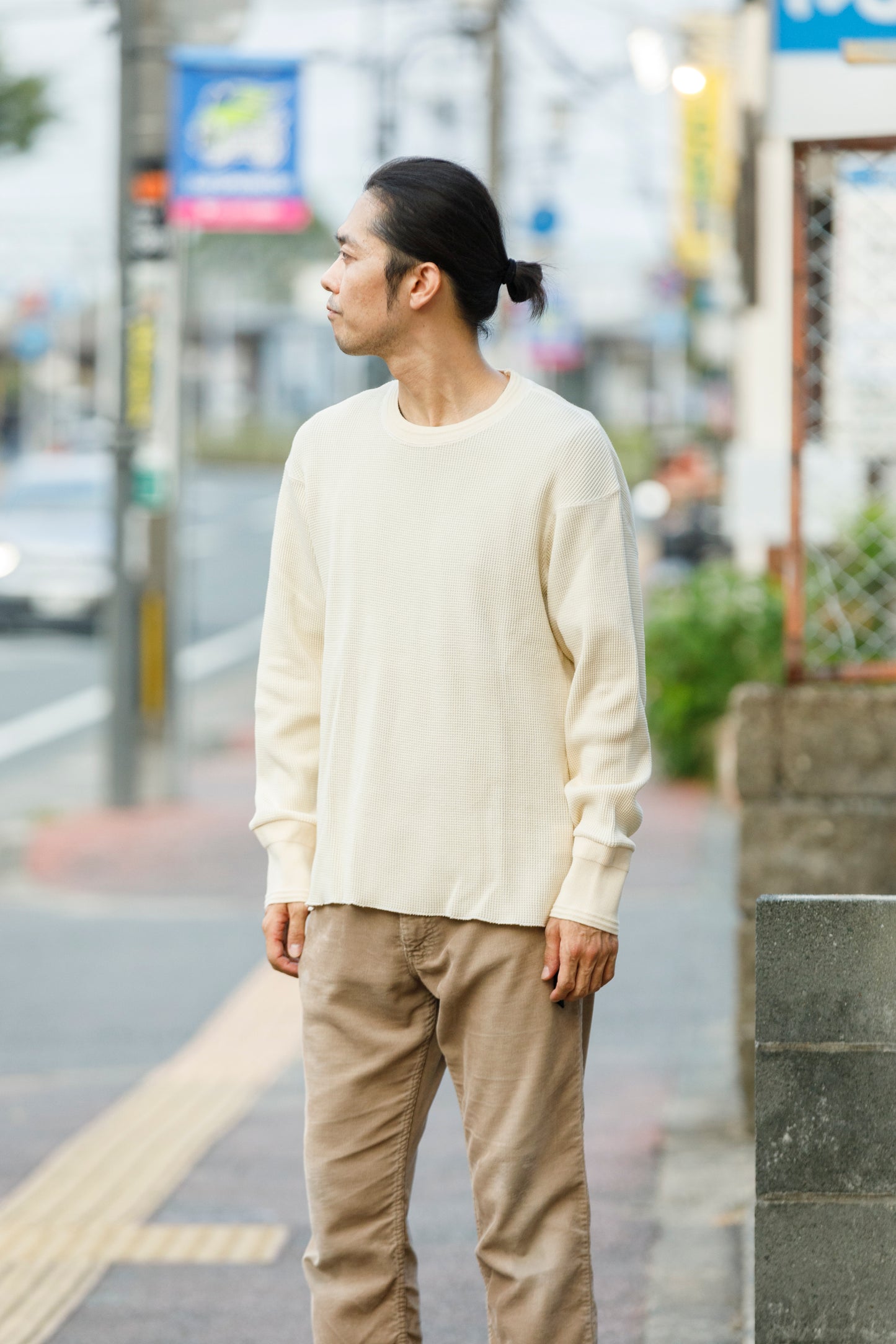 WONDER ROOM WWA-001 "WAFFLE" l/s waffle thermal tee - Ivory