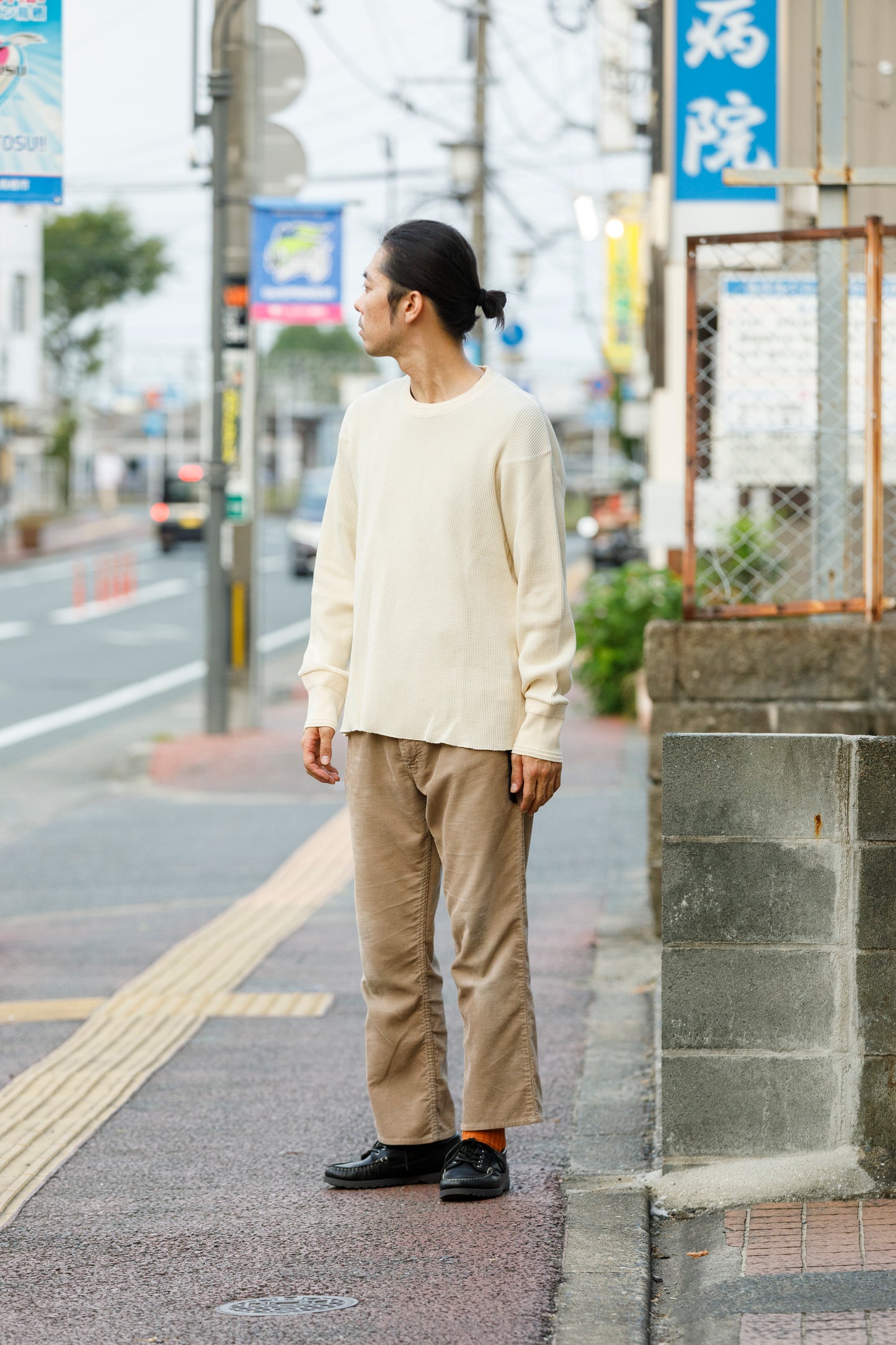 WONDER ROOM WWA-001 "WAFFLE" l/s waffle thermal tee - Ivory