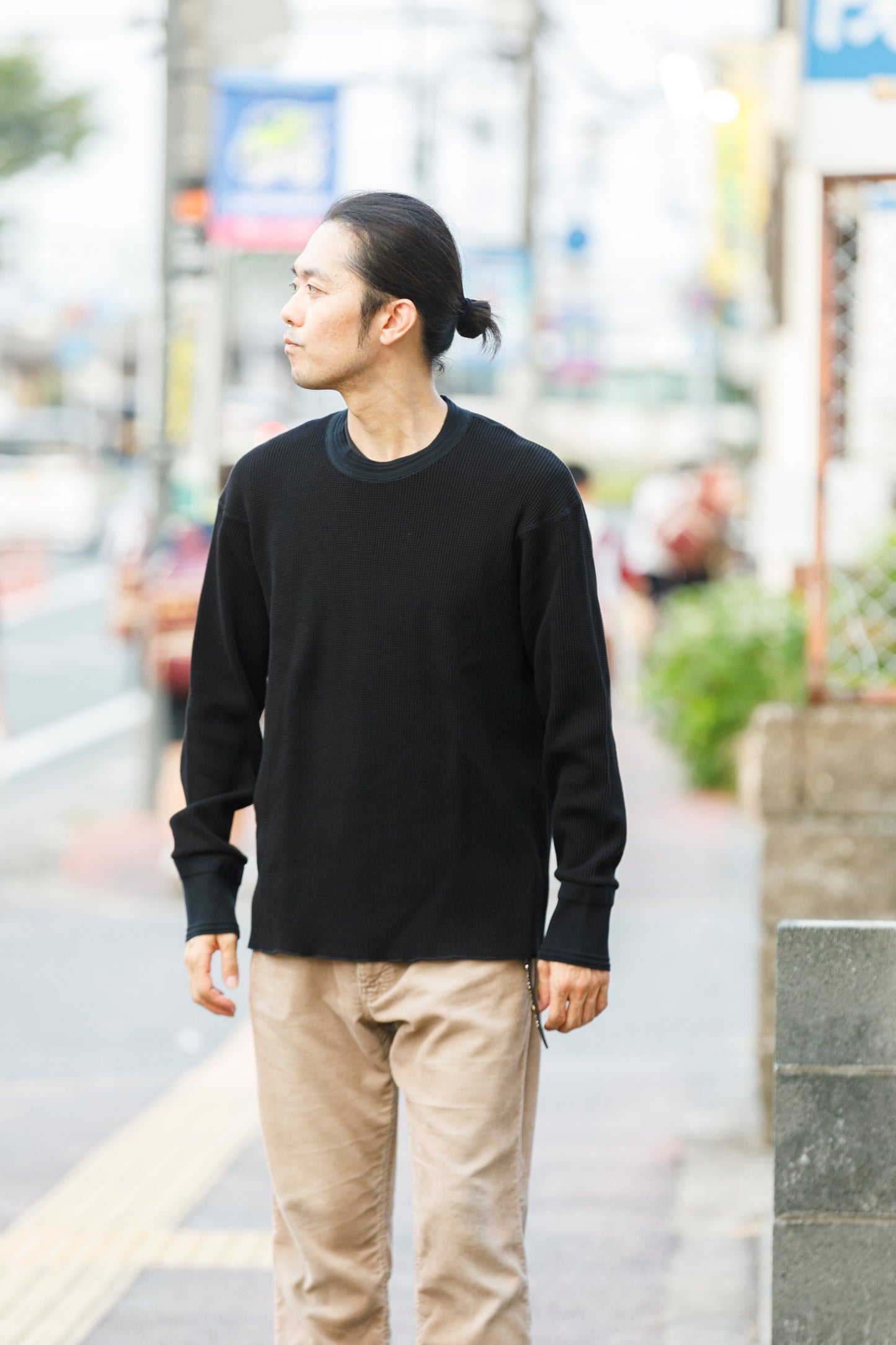 WONDER ROOM WWA-001 "WAFFLE" l/s waffle thermal tee - Black