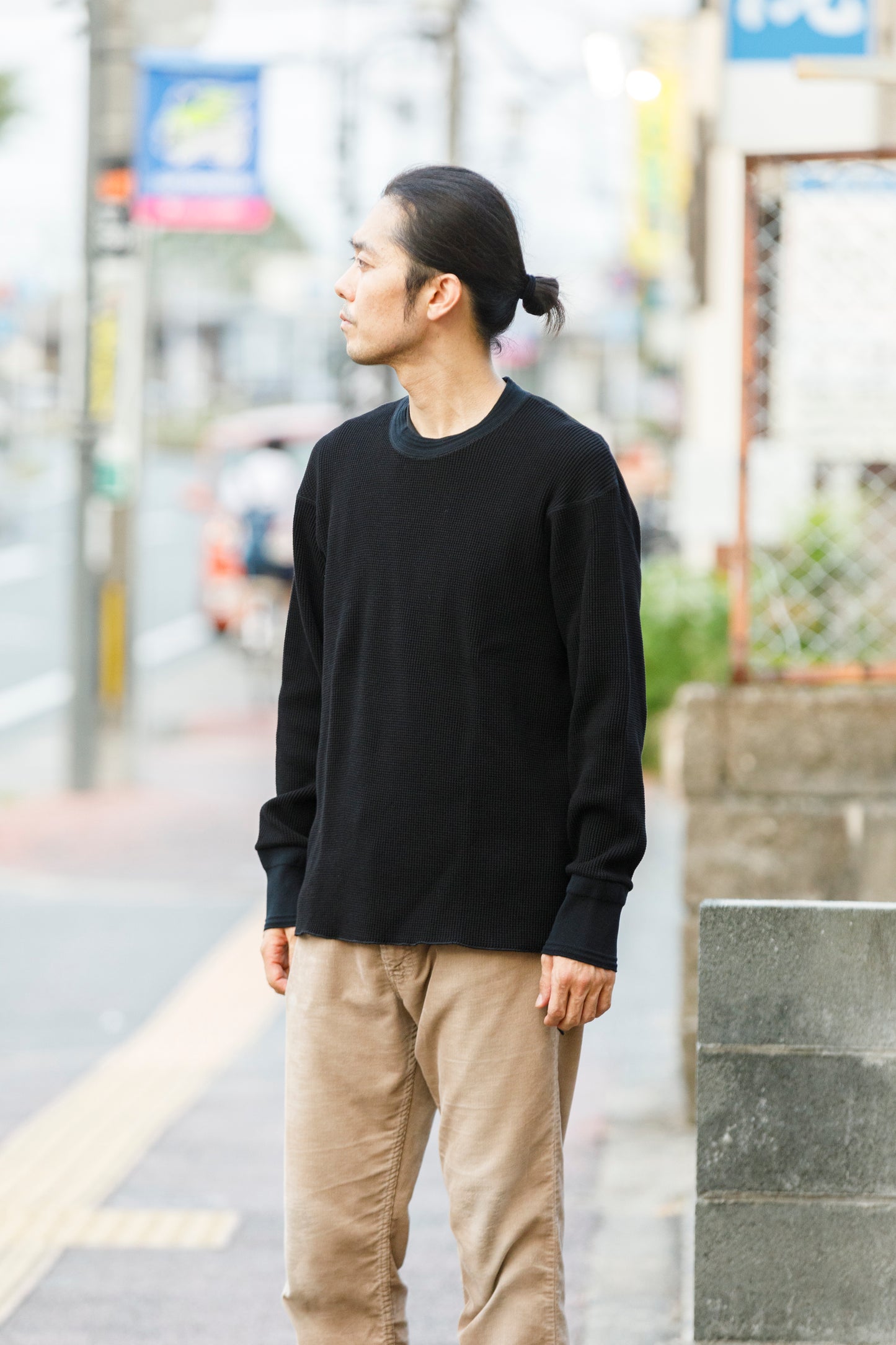 WONDER ROOM WWA-001 "WAFFLE" l/s waffle thermal tee - Black