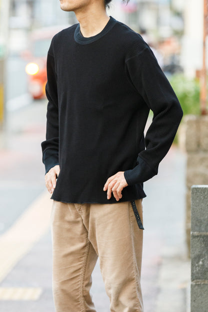 WONDER ROOM WWA-001 "WAFFLE" l/s waffle thermal tee - Black