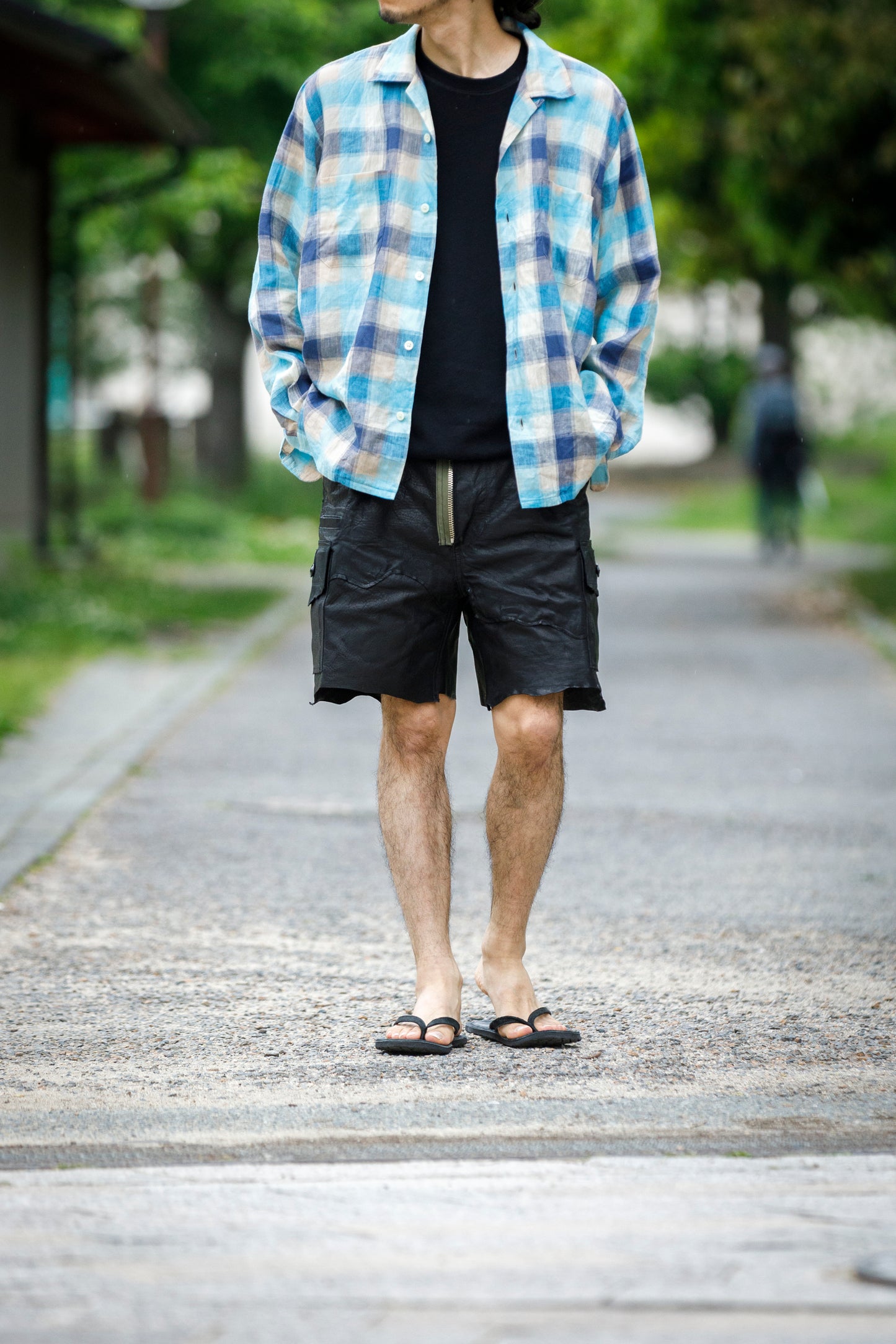 MOJITO / ABSHINTH SHIRT_linen plaid - Blue
