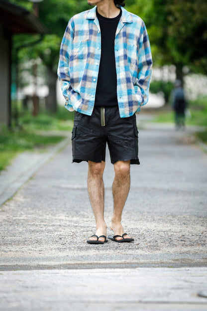 MOJITO / ABSHINTH SHIRT_linen plaid - Blue