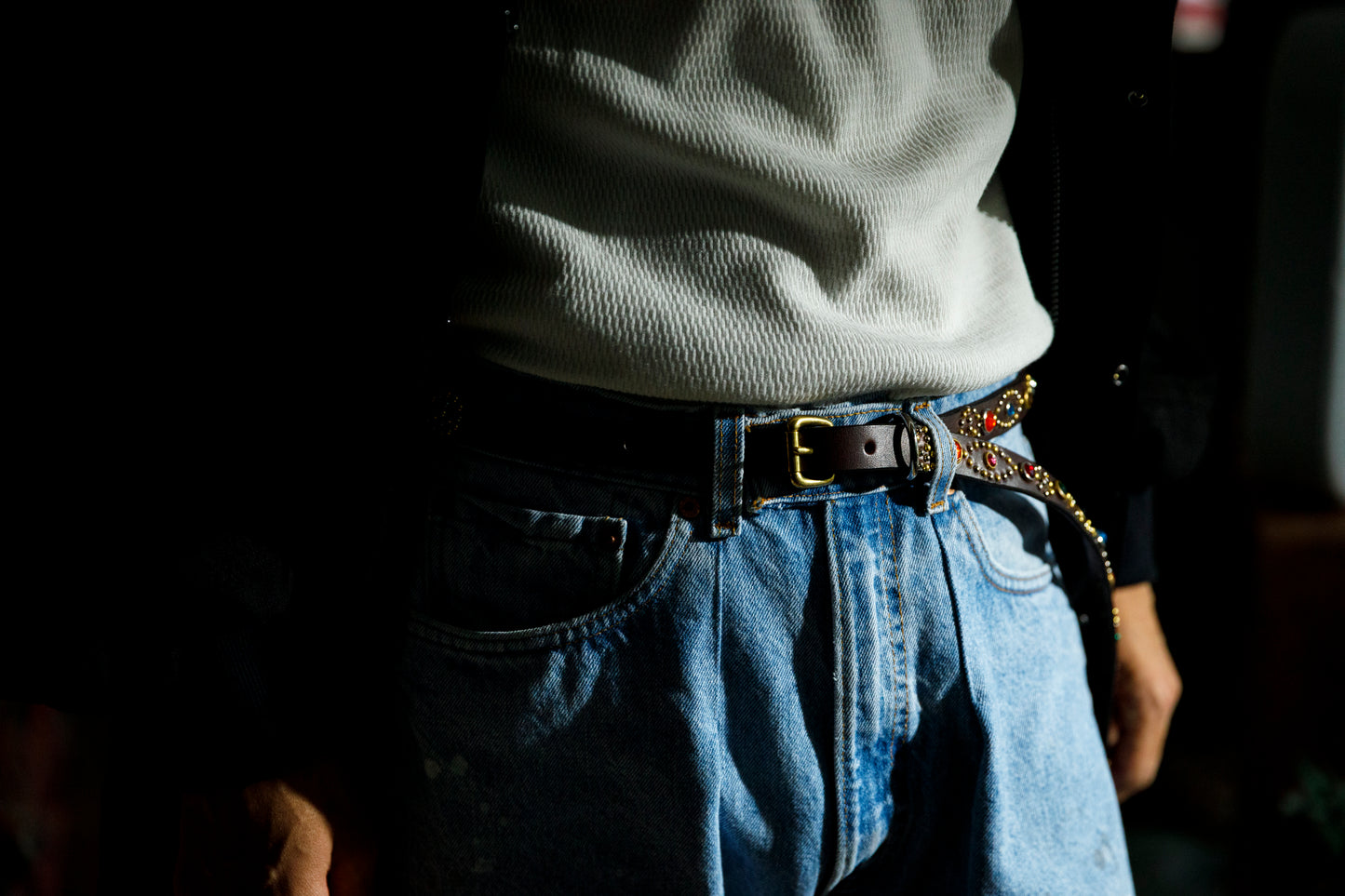 GOODKARMA DEVELOPMENT Narrow Studs Belt "ASHBURY"  ブラウン サイズ4(36インチ)