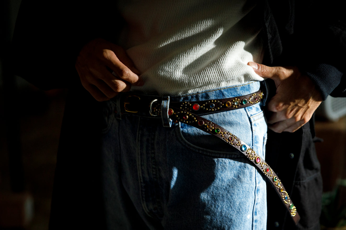 GOODKARMA DEVELOPMENT Narrow Studs Belt "ASHBURY"  ブラウン サイズ4(36インチ)