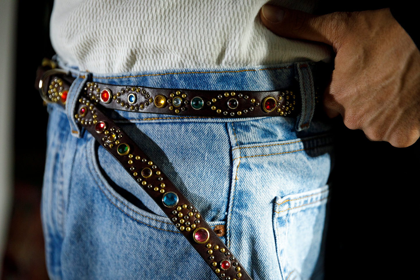 GOODKARMA DEVELOPMENT Narrow Studs Belt "ASHBURY"  ブラウン サイズ4(36インチ)