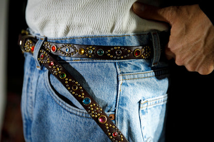 GOODKARMA DEVELOPMENT Narrow Studs Belt "ASHBURY"  ブラウン サイズ4(36インチ)