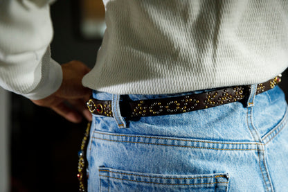 GOODKARMA DEVELOPMENT Narrow Studs Belt "ASHBURY"  ブラウン サイズ4(36インチ)